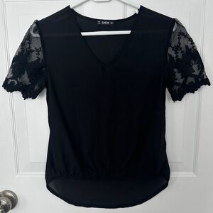 SHEIN Black Top with Lace Sleeves Excellent Condition